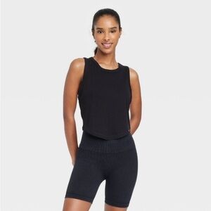 Women's Ribbed Cropped Tank Top - JoyLab™
Black L